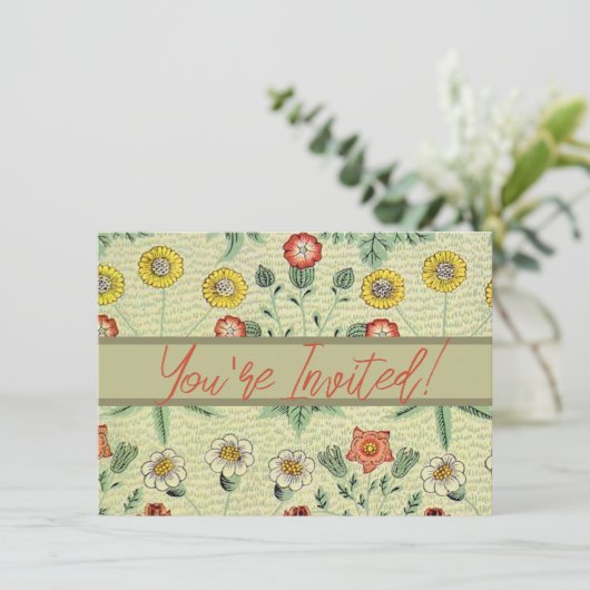 William Morris Daisy Floral Wallpaper Pattern Einladung (Stehend Vorderseite)