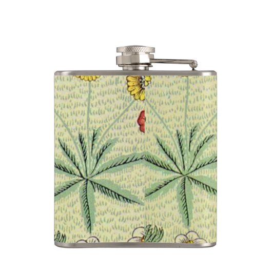 William Morris Daisy Floral Wallpaper Pattern Flachmann (Rückseite)