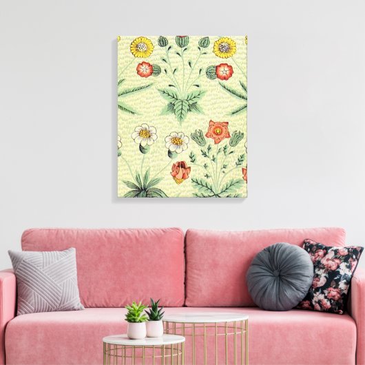William Morris Daisy Floral Wallpaper Pattern Leinwanddruck (Insitu (Wohnzimmer))