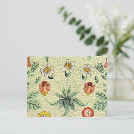 William Morris Daisy Floral Wallpaper Pattern Postkarte (Stehend Vorderseite)