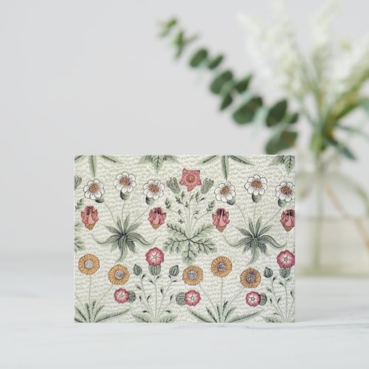 William Morris Daisy Floral Wallpaper Pattern Postkarte (Stehend Vorderseite)