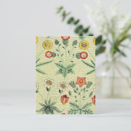 William Morris Daisy Floral Wallpaper Pattern Postkarte (Stehend Vorderseite)