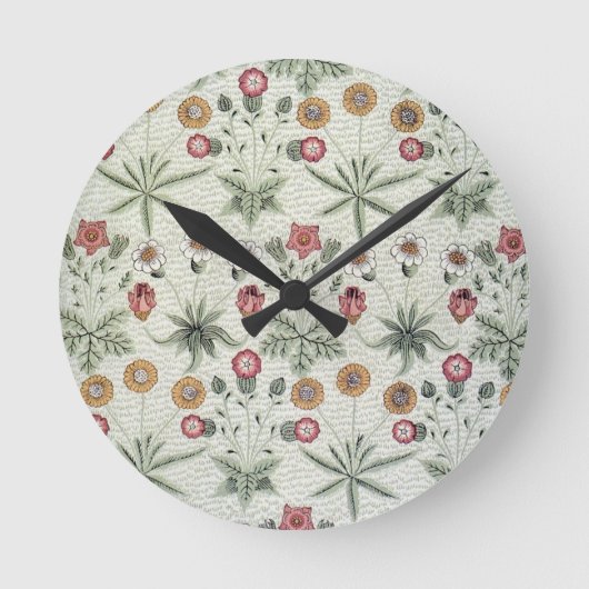 William Morris Daisy Floral Wallpaper Pattern Runde Wanduhr (Vorderseite)