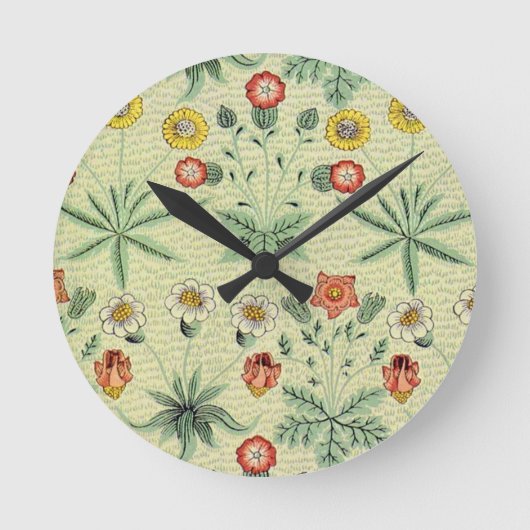 William Morris Daisy Floral Wallpaper Pattern Runde Wanduhr (Vorderseite)