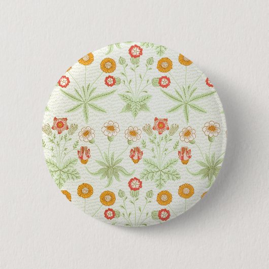 William Morris Daisy Vintage Botanisches Muster Button (Vorderseite)