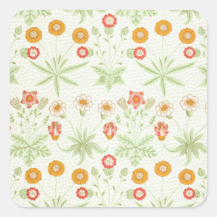 William Morris Daisy Vintage Botanisches Muster Quadratischer Aufkleber
