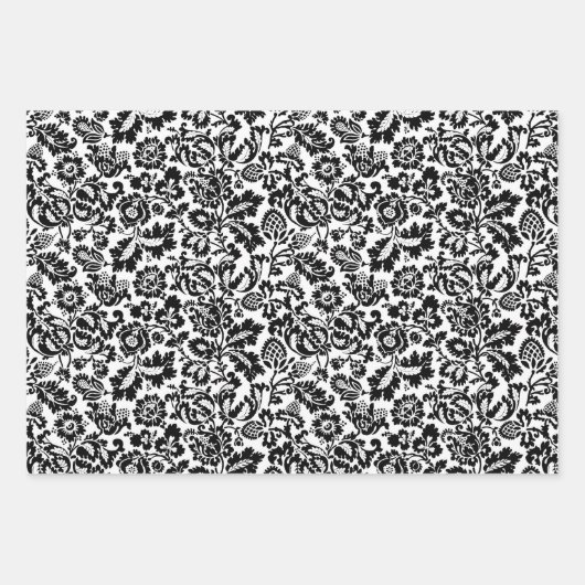 William Morris Damask Black & White, Red, Blue Geschenkpapier Set (Vorderseite)