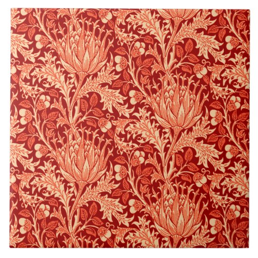 William Morris Damask, Deep Orange Fliese (Vorderseite)