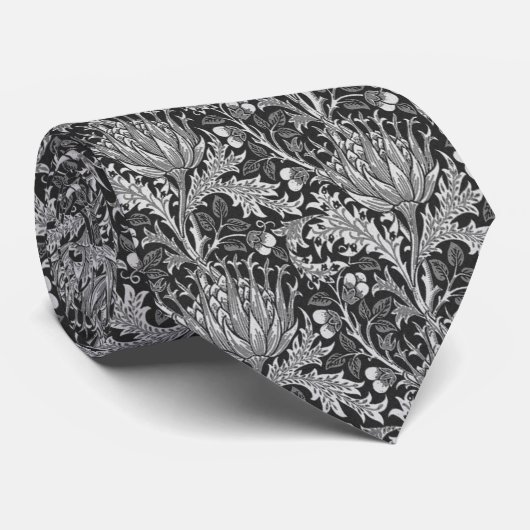 William Morris-Damast, dunkelgrau Krawatte (Gerollt)