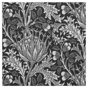 William Morris-Damast, dunkelgrau Stoff