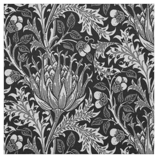 William Morris-Damast, dunkelgrau Stoff (Muster)