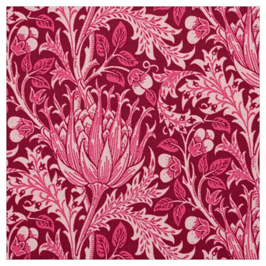 William Morris-Damast, Fuchsien-Rosa Stoff (Muster)