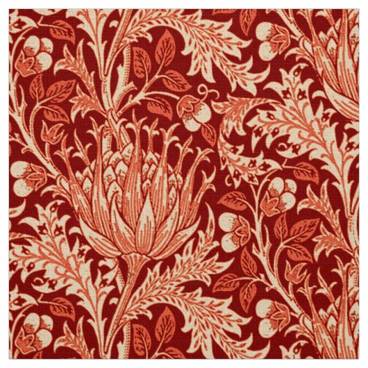 William Morris-Damast, tief Orange Stoff (Muster)