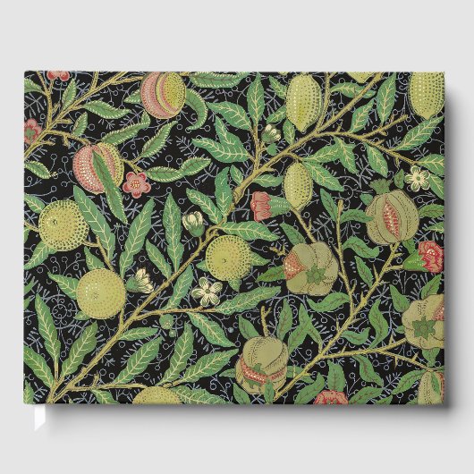 William Morris Dark Granatapfel Fruchtmuster Gästebuch (Vorderseite)