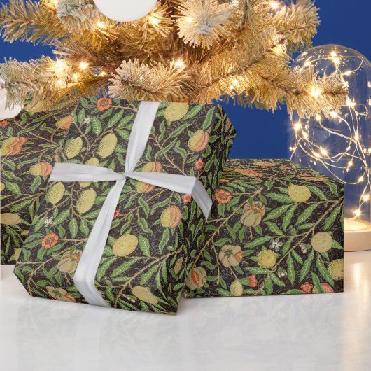 William Morris Dark Granatapfel Fruchtmuster Geschenkpapier (Feiertage)