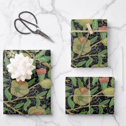 William Morris Dark Granatapfel Fruchtmuster Geschenkpapier Set (Vorderseite)