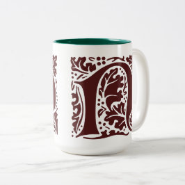 William Morris Dark Red Art Crafts Monogram Zweifarbige Tasse