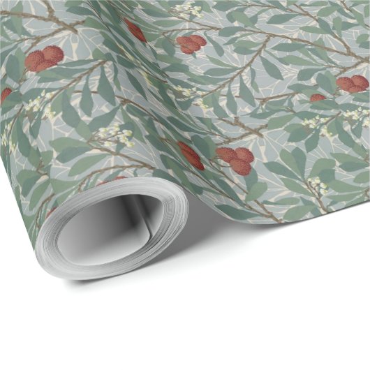 William Morris Decorative Art Arbutus Pattern Geschenkpapier (Rolleneckpunkt)