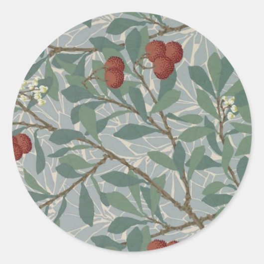 William Morris Decorative Art Arbutus Pattern Runder Aufkleber (Vorderseite)
