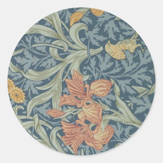 William Morris Decorative Art Iris Pattern Runder Aufkleber (Vorderseite)