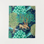 William Morris Deer by a Brook Indigo Tapestry Wandteppich (Vorderseite)