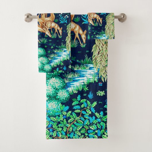 William Morris Deer by a Brook Tapesto Indigo Badhandtuch Set (Insitu)