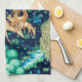 William Morris Deer by a Brook Tapesto Indigo Geschirrtuch (Viertel Falte)
