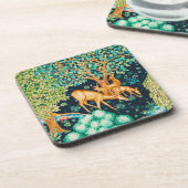 William Morris Deer by a Brook Tapesto Indigo Getränkeuntersetzer (Linke Seite)