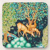 William Morris Deer by a Brook Tapesto Indigo Getränkeuntersetzer (Vorderseite)