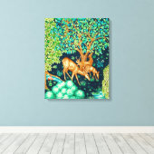 William Morris Deer by a Brook Tapesto Indigo Leinwanddruck (Insitu (Holzboden))