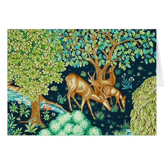William Morris Deer by a Brook Tapestry (Vorderseite (Horizontal))