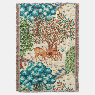 William Morris Deer by a Brook Tapestry Beige Decke