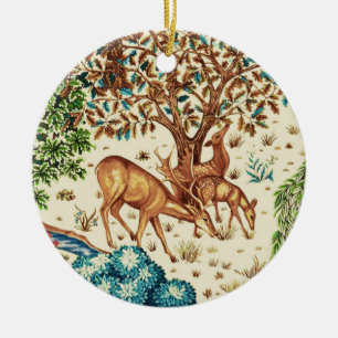 William Morris Deer by a Brook Tapestry Beige Keramik Ornament