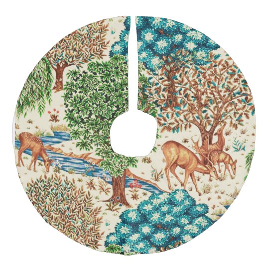 William Morris Deer by a Brook Tapestry Beige Leinenimitat Weihnachtsbaumdecke (Vorderseite)