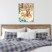 William Morris Deer by a Brook Tapestry Beige Leinwanddruck (Insitu (Schlafzimmer))