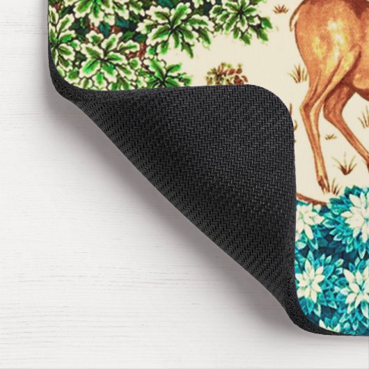 William Morris Deer by a Brook Tapestry Beige Mousepad (Ecke)