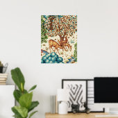 William Morris Deer by a Brook Tapestry Beige Poster (Heimbüro)