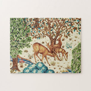 William Morris Deer by a Brook Tapestry Beige Puzzle