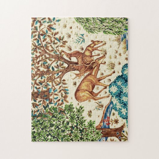 William Morris Deer by a Brook Tapestry Beige Puzzle (Vertikal)
