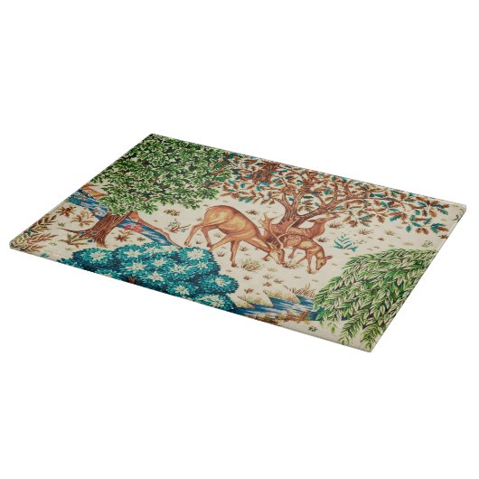 William Morris Deer by a Brook Tapestry Beige Schneidebrett (Ecke)