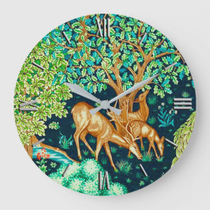 William Morris Deer by a Brook Tapestry Große Wanduhr