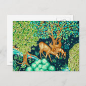William Morris Deer by a Brook Tapestry Postkarte (Vorne/Hinten)