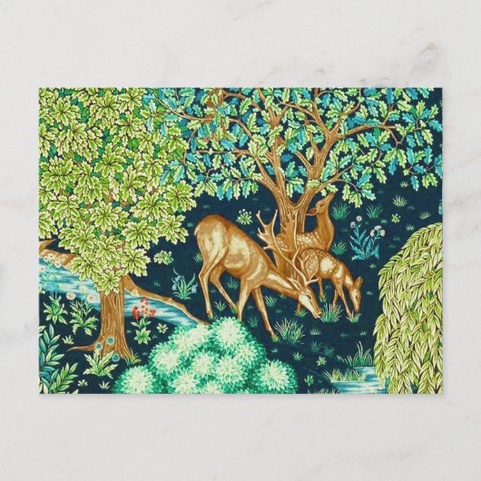William Morris Deer by a Brook Tapestry Postkarte (Vorderseite)