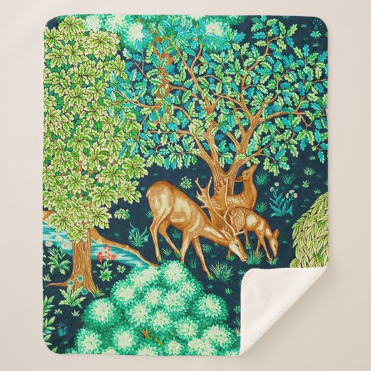 William Morris Deer by a Brook Tapestry Sherpadecke (Vorderseite)