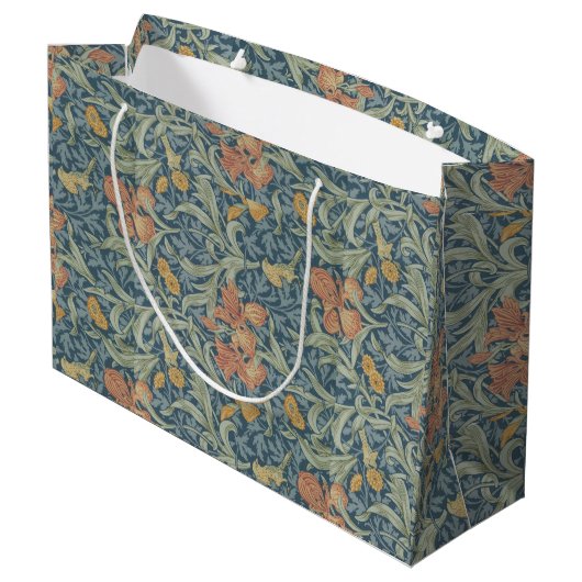 William Morris Dekorative Kunst Iris Muster Große Geschenktüte (Rückseite Schrägansicht)