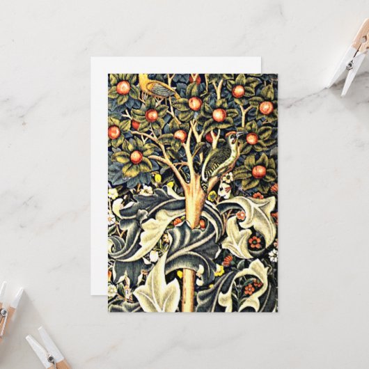 William Morris Design, Woodpecker Karte (Vorderseite/Rückseite Beispiel)