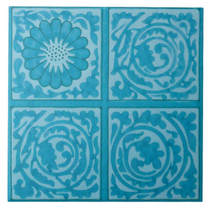 William Morris Diaper Blau Vintage Fliesenmuster Fliese