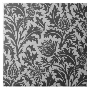 William Morris Distel-Damaske, Silbergrau Fliese