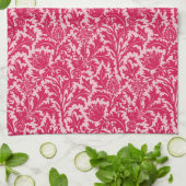 William Morris-Distel-Damast, Fuchsien-Rosa Handtuch (Gefaltet)