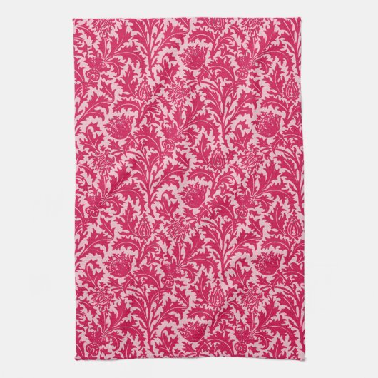 William Morris-Distel-Damast, Fuchsien-Rosa Handtuch (Vertikal)